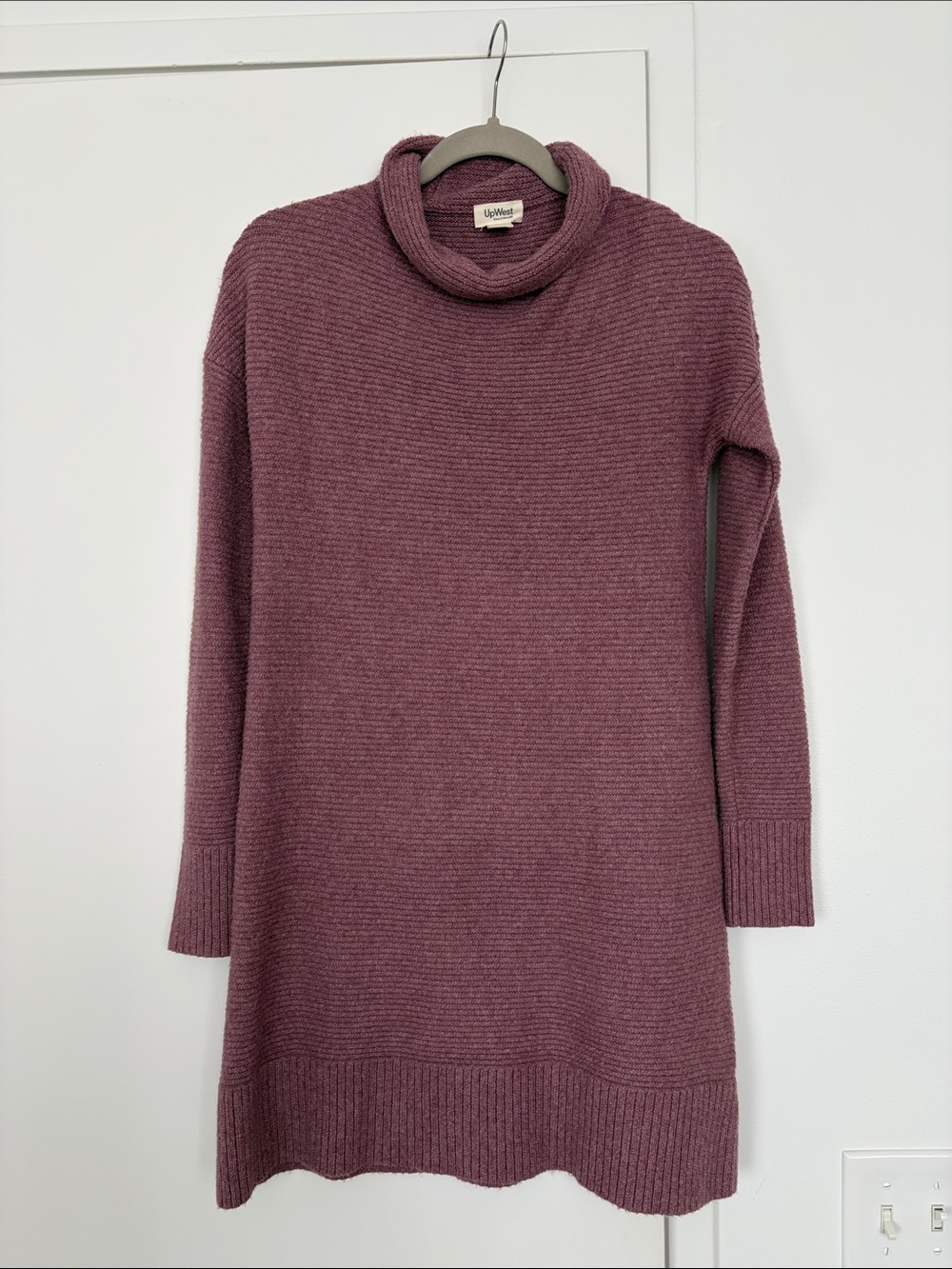 UpWest Muted Pink Turtleneck Ribbed Sweater Dress
